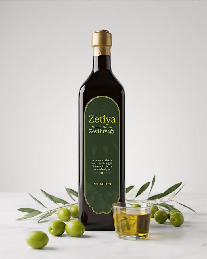 1000ml Erken Hasat Soğuk Sıkım Zeytinyağı (Cam Şişe)