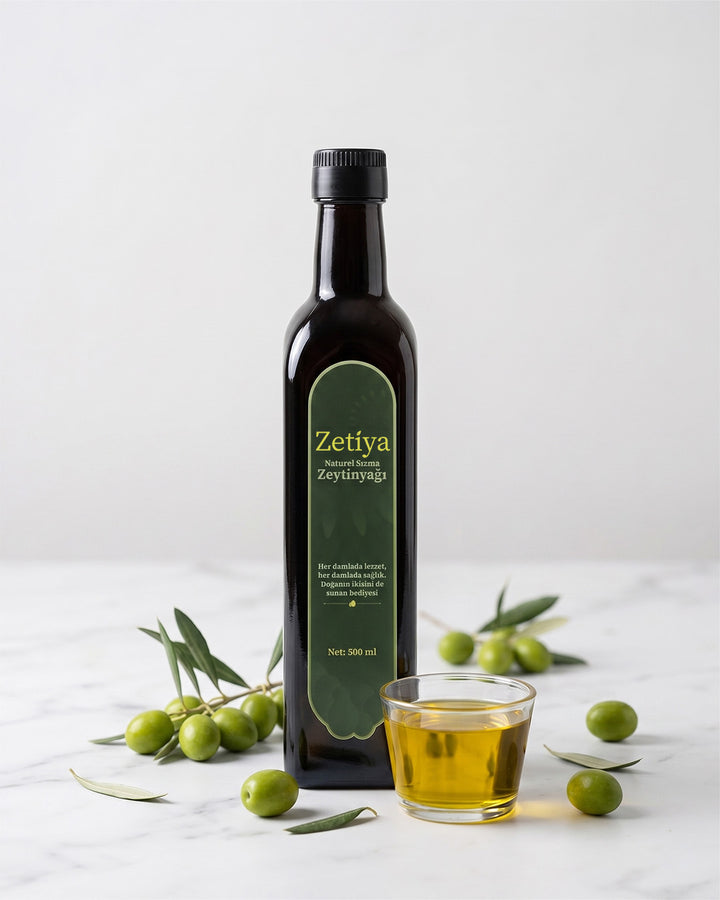 500ml Erken Hasat Soğuk Sıkım Zeytinyağı (Cam Şişe)