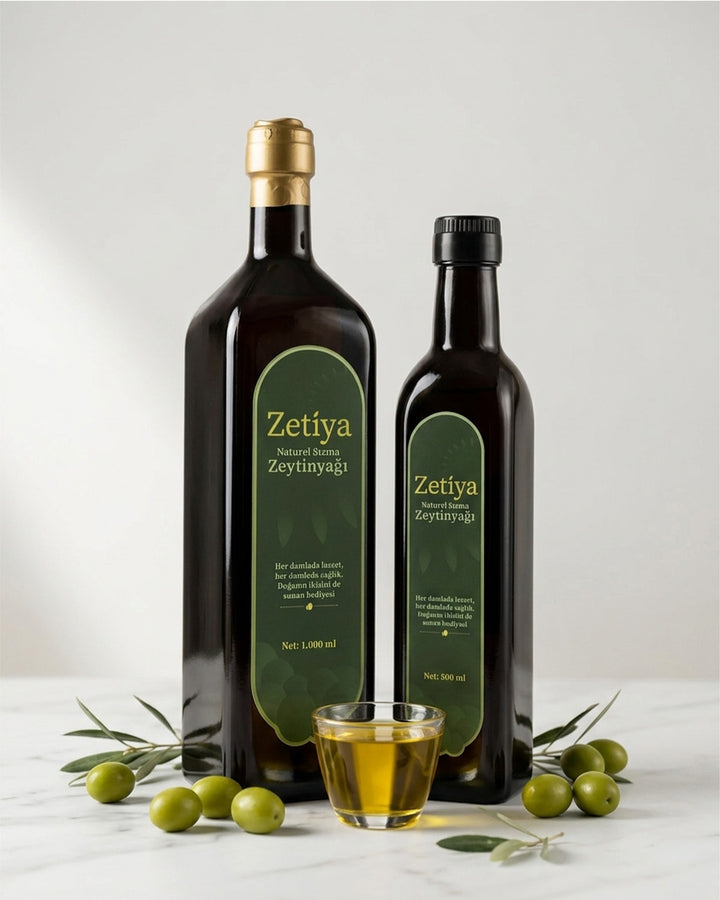 1000ml Erken Hasat Soğuk Sıkım Zeytinyağı (Cam Şişe)