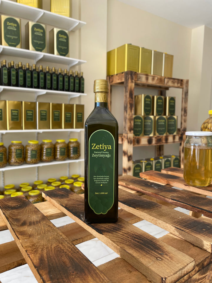 1000ml Erken Hasat Soğuk Sıkım Zeytinyağı (Cam Şişe)